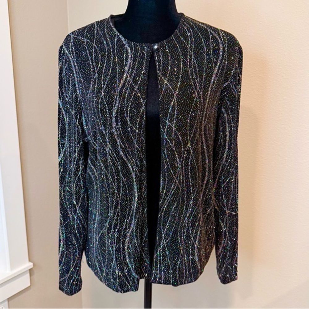 Vintage 80’s Ronni Nicole wavy sparkly lightweight cardigan with stretch